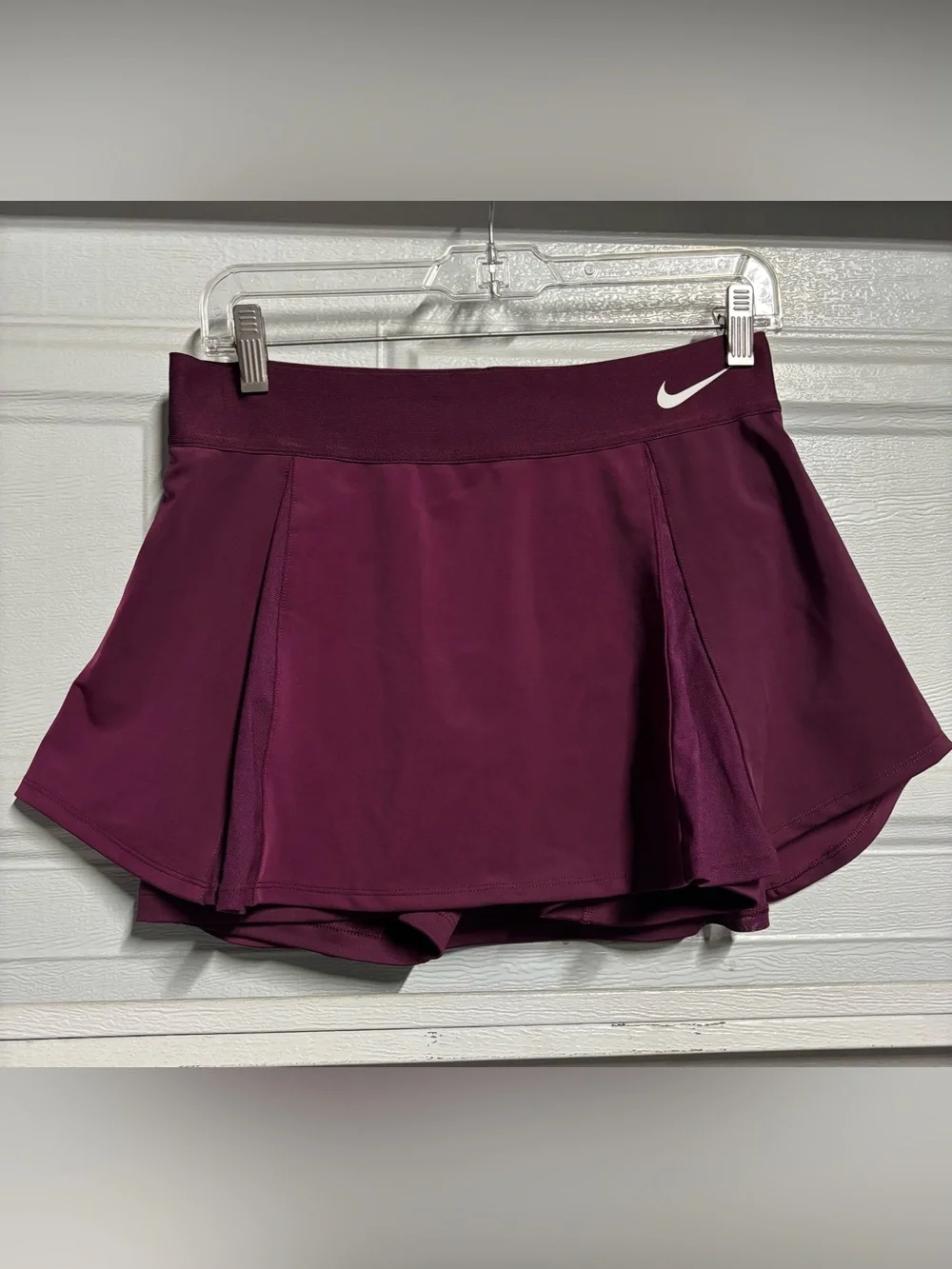 Nike Women's Plum Athletic Skater Skort with White Swoosh Accent